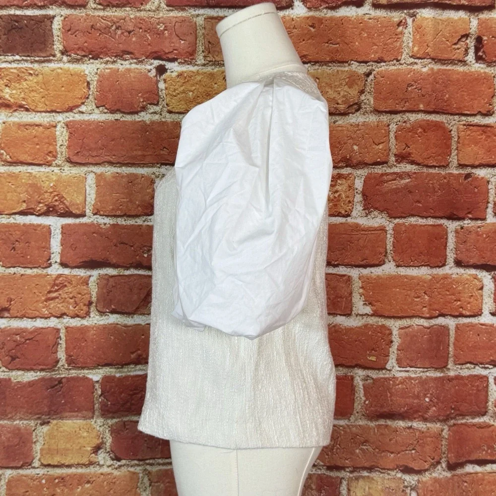 By Anthropologie Puff-Sleeve Blouse White‎ Cream Size XS Womens Top